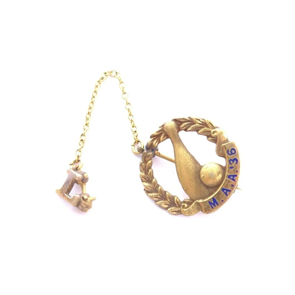Vintage 1936 M.A.A GOLD FILLED BOWLING Chatelaine PIN Brooch Sports Award Member